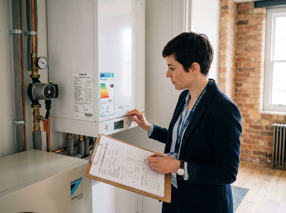 Arquitecto técnico colegiado realizando toma de datos térmicos y climatización para Certificado Energético en Barcelona